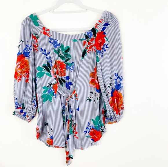 Maeve Lilorne Striped Floral Button Down Top - Picture 14 of 14